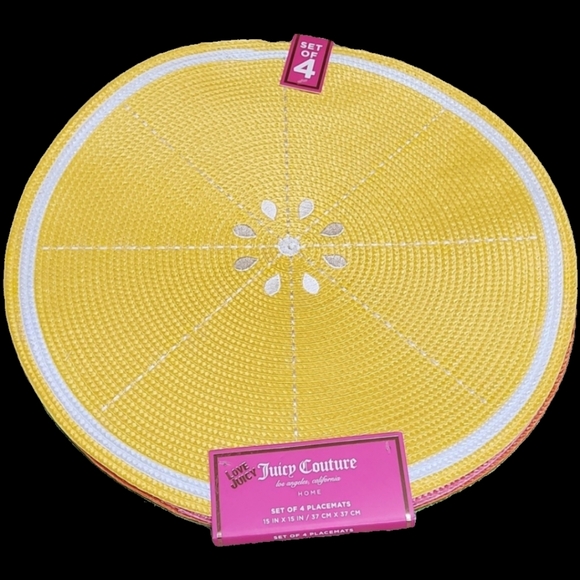 NWT ❗️ set of 4 Juice couture placemats  bright yellow pink orange green fruits - Picture 3 of 13